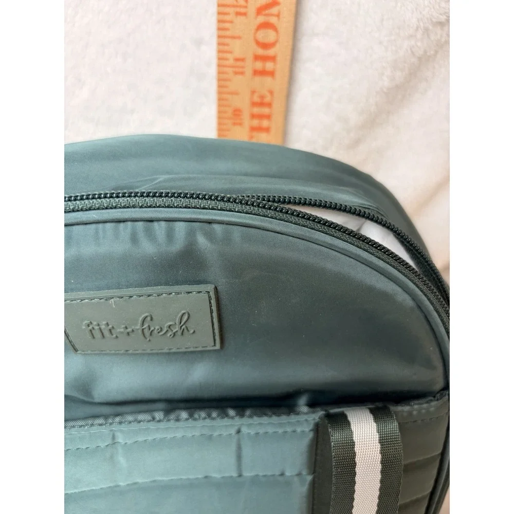 Fit & Fresh Dual Compartment Insulated Lunch Bag Sage Green Tote Shoulder Strap